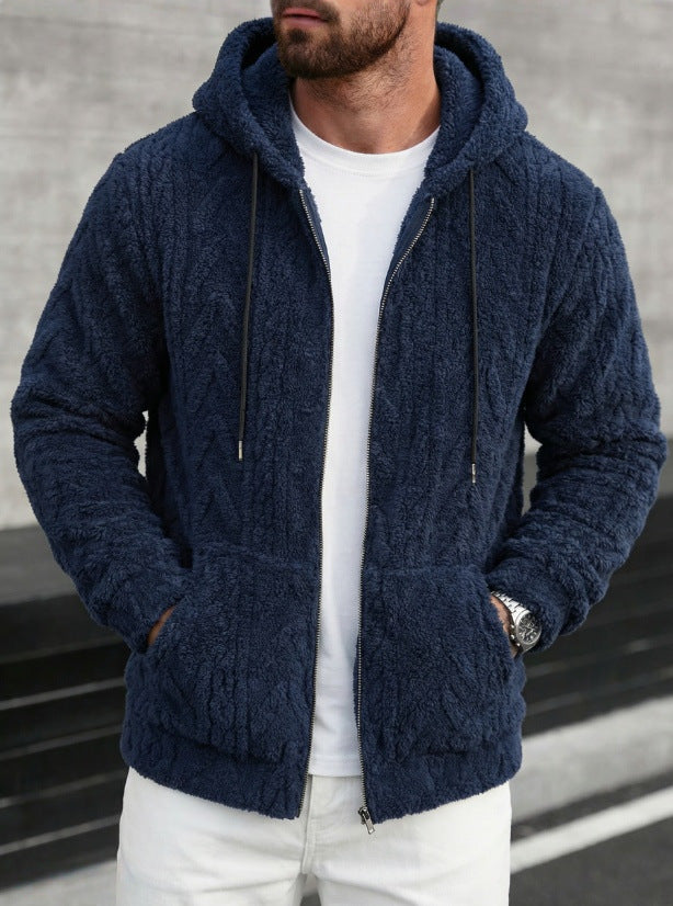 Herren kuschelige Kapuzenjacke aus Teddyfleece mit durchgehendem Reißverschluss und Kängurutaschen Nord Taschen