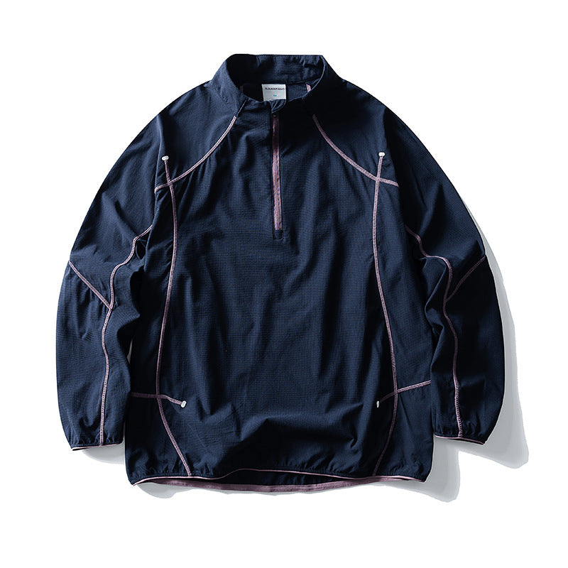 Unisex Leichter technischer Half-Zip-Windpullover mit Ripstop, Raglanärmeln und elastischem Saum Nord Taschen