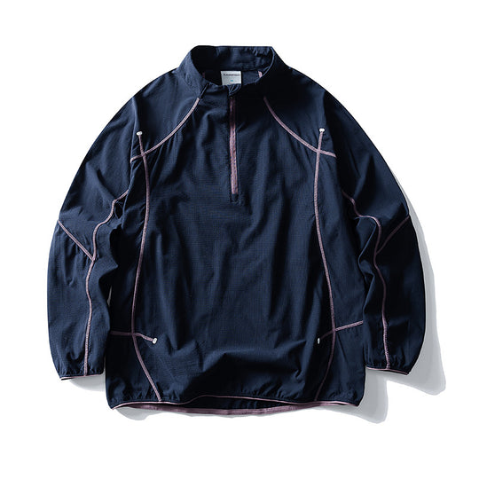 Unisex Leichter technischer Half-Zip-Windpullover mit Ripstop, Raglanärmeln und elastischem Saum Nord Taschen