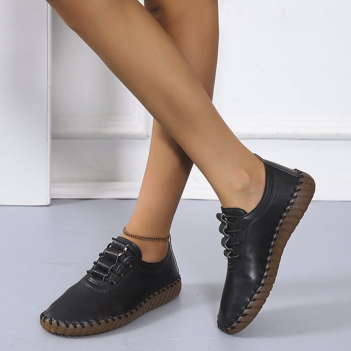 Damen nan handgenähter Komfort-Sneaker mit elastischer Schnürung und profilierter Kautschuksohle Nord Taschen