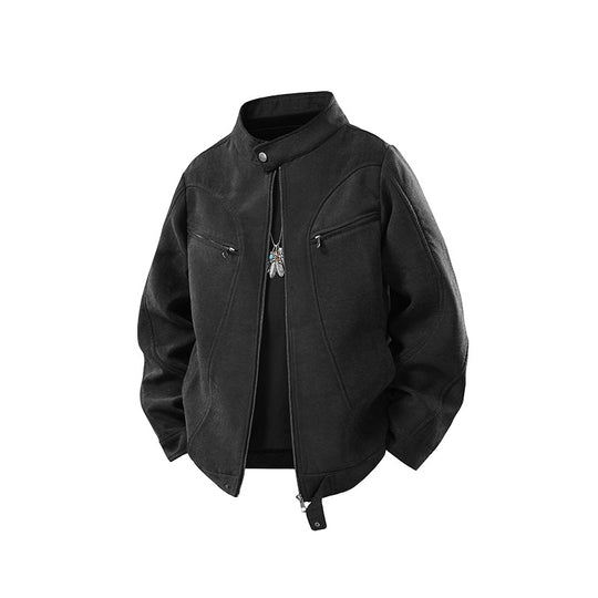 Herren Lässige Utility‑Jacke mit Stehkragen, Reißverschluss und Brusttaschen Nord Taschen