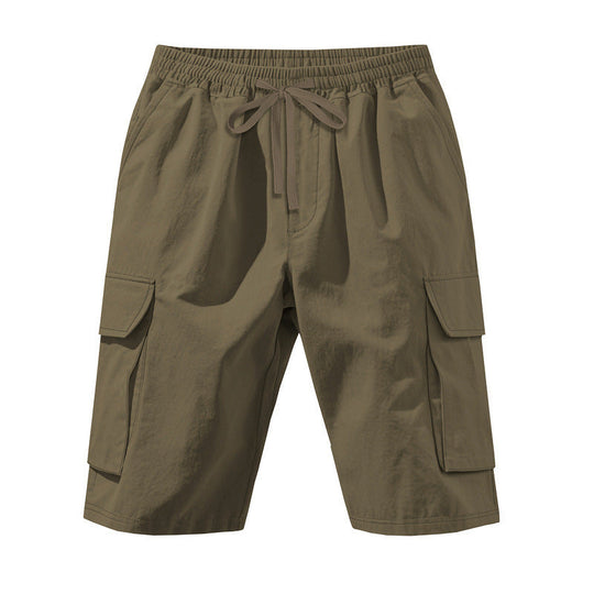 Herren nan knielange Utility-Shorts aus leichtem Baumwollmix mit elastischem Tunnelzugbund und aufgesetzten Klappentaschen
