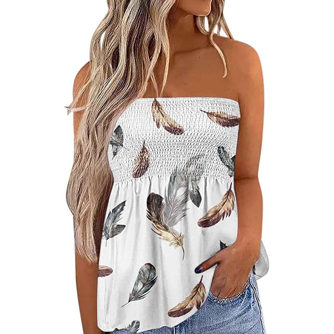 Damen Bandeau-Top mit floralem Einsatz
