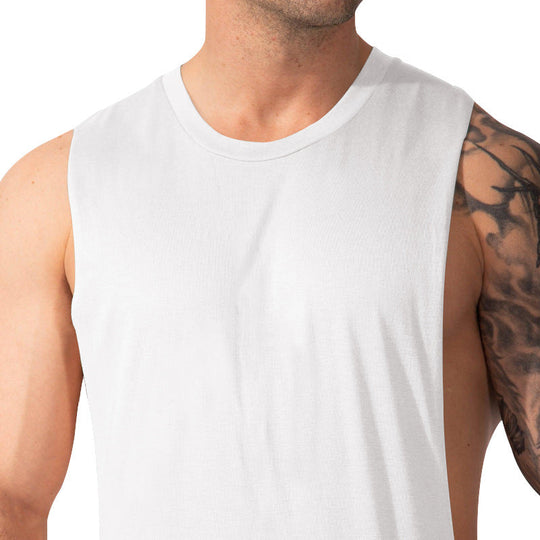Herren nan Muskelshirt mit extra tiefen Armöffnungen und atmungsaktivem Baumwollmix
