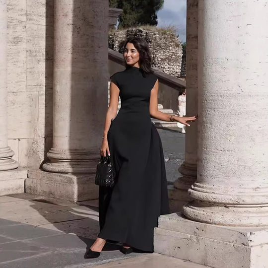 Damen A-Linien Kleid mit asymmetrischem Ausschnitt und eleganten Falten Nord Taschen