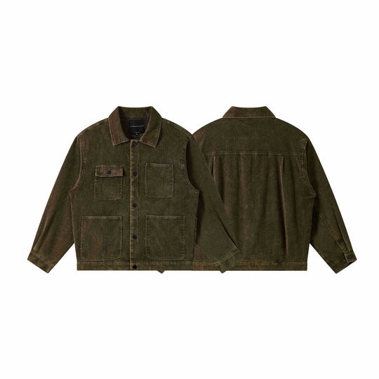 Herren Kord-Workwear-Blouson mit Pattentaschen und kastigem Schnitt Nord Taschen