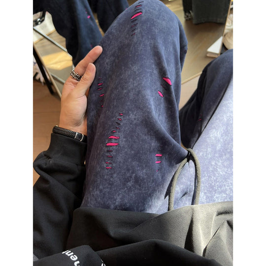 Herren Oversized Cordhose mit Distressed‑Details, weitem Bein und Tunnelzug Nord Taschen
