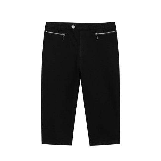 Damen Kurzgeschnittene Slim-Fit knöchellange Stoffhose mit Reißverschlusstaschen Nord Taschen