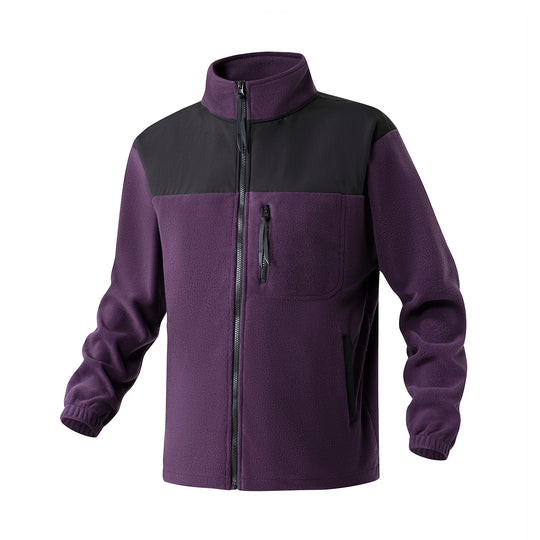 Herren Fleecejacke mit verstärktem Schulterpaneel, Stehkragen und Brustreißverschluss Nord Taschen
