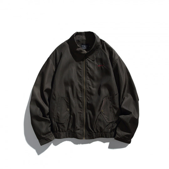 Herren Kurz geschnittene wasserabweisende Harrington-Bomberjacke mit Karomuster-Mikroweave, Druckknopf-Pattentaschen und elastischem Saum Nord Taschen