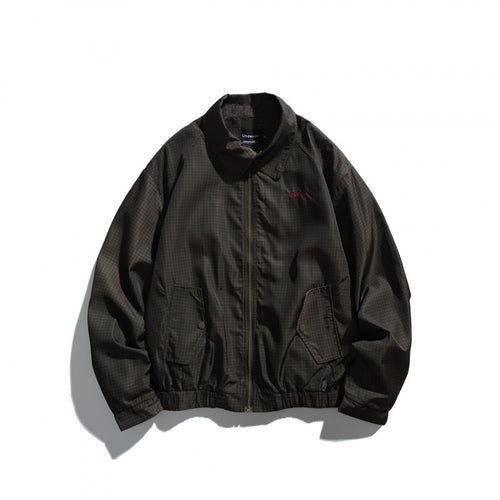 Herren Kurz geschnittene wasserabweisende Harrington-Bomberjacke mit Karomuster-Mikroweave, Druckknopf-Pattentaschen und elastischem Saum Nord Taschen