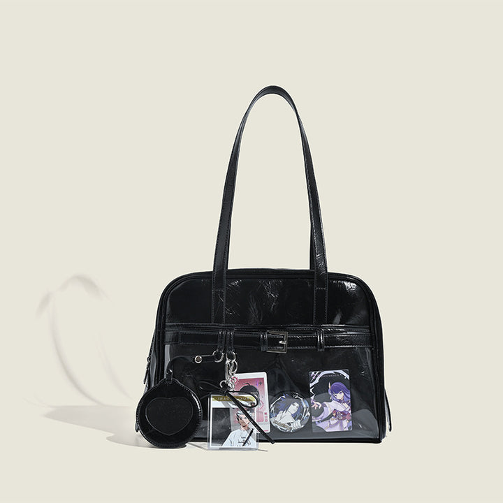 Damen modische Schultertasche mit schimmerndem Metallic-Finish und kreativen Applikationen Nord Taschen