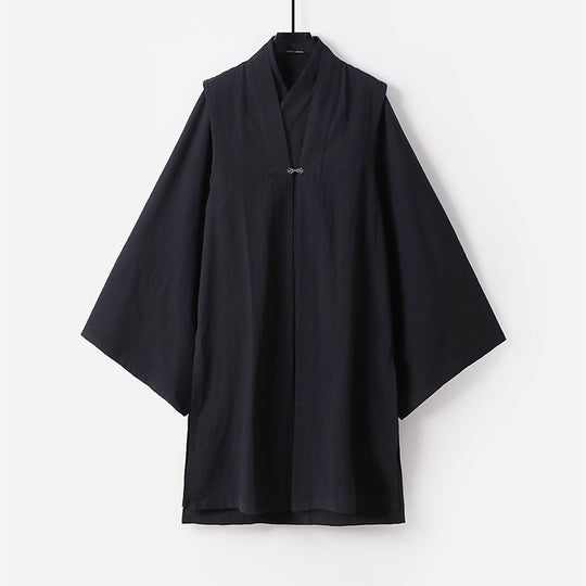 Unisex Asiatisch inspirierte Oversize-Kimono-Jacke mit Trompetenärmeln und kleinem Knebelverschluss Nord Taschen
