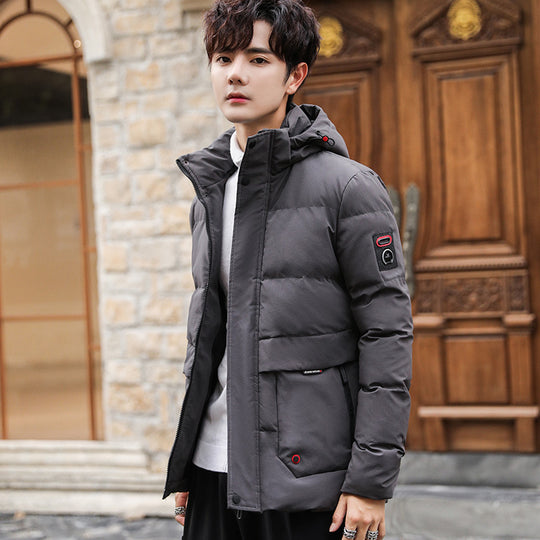 Herren wattierter Parka mit Kapuze, hohem Stehkragen und Utility‑Taschen Nord Taschen