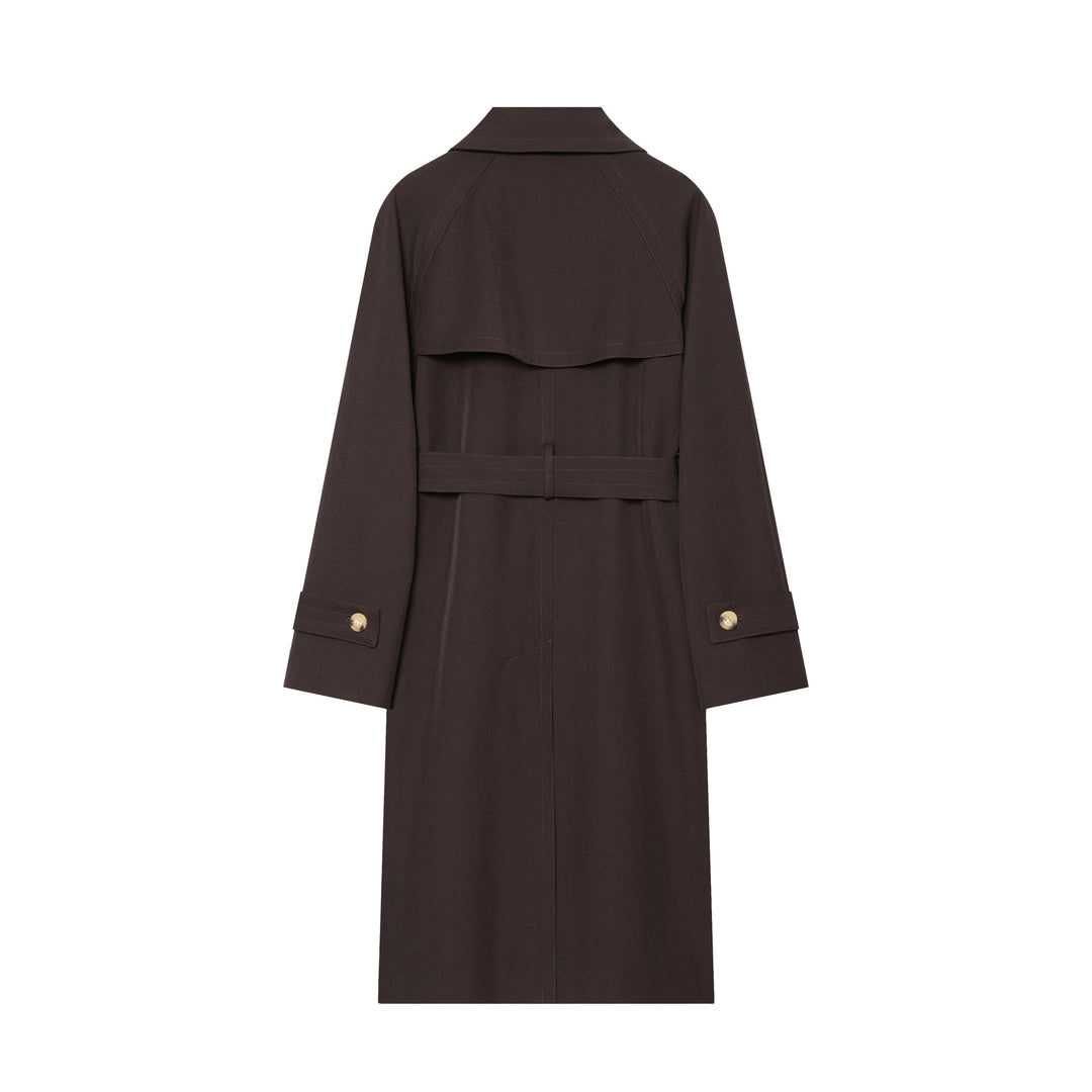 Damen Doppelreihiger taillierter Trenchcoat mit Bindegürtel und überschnittenen Ärmeln Nord Taschen