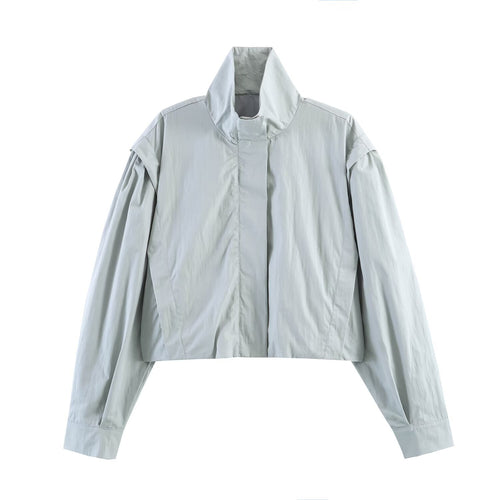 Damen Gekürzte Utility-Jacke mit hohem Stehkragen, weiten Raglanärmeln und verdeckter Frontblende Nord Taschen