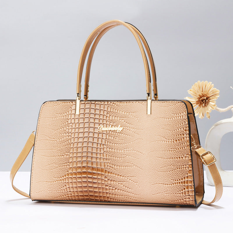 Damen elegante Handtasche mit Krokodilleder-Optik und abnehmbaren Tragegurt Nord Taschen