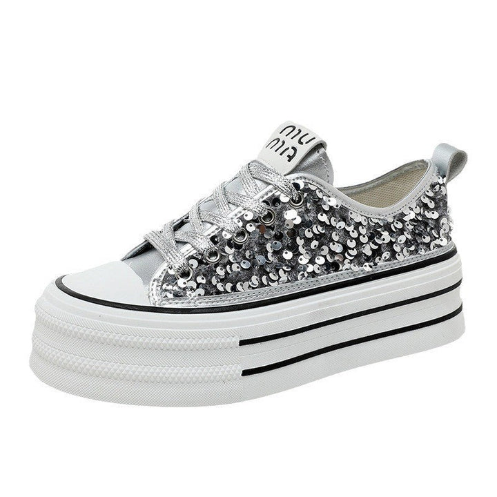 Damen Plateausneaker mit glamourösen Paillettenakzenten