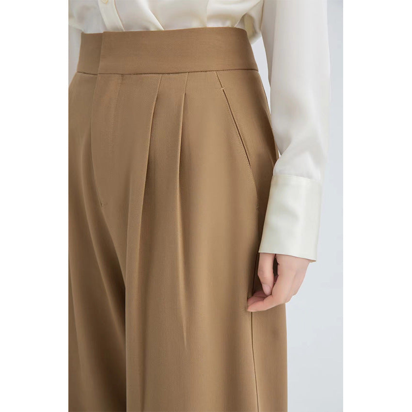 Damen Hochtaillierte Plissee-Bundhose mit weitem Bein Nord Taschen