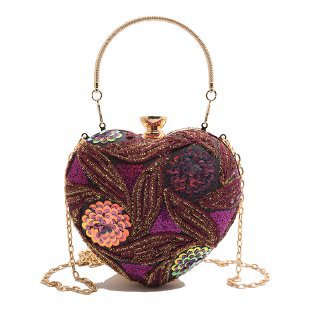 Damen Herzform Clutch mit aufwendiger Bead-Applikation Nord Taschen