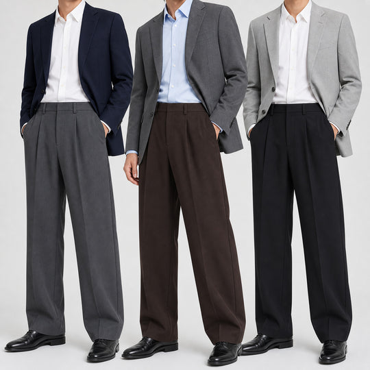 Herren Relaxed-Fit Bundfaltenhose aus feinem Webstoff mit weitem Bein Nord Taschen