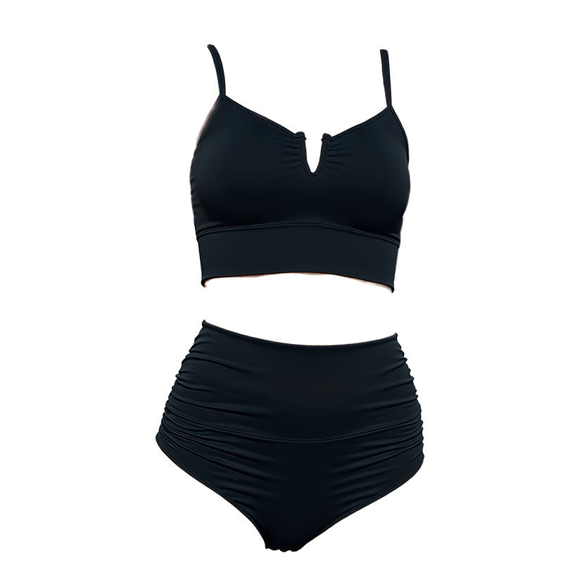 Damen Hochgeschnittener Bikini mit raffiniertem Oberteil und elastischem Bund