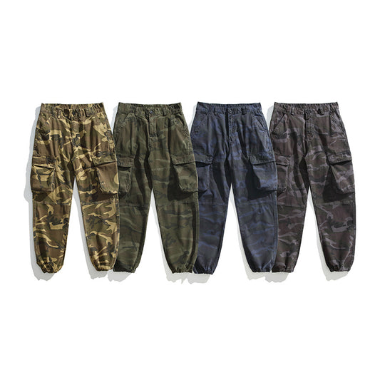 Herren Taktische Cargo-Joggerhose mit elastischem Knöchelabschluss, Mehrfachklapptaschen und Tarnmuster Nord Taschen