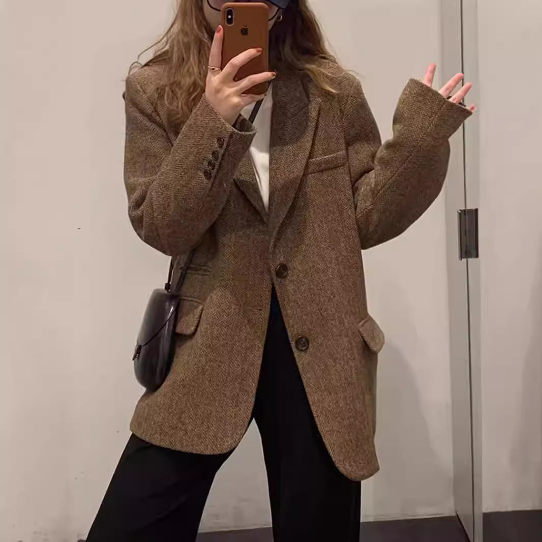 Damen Übergroßer Wollblazer Nord Taschen
