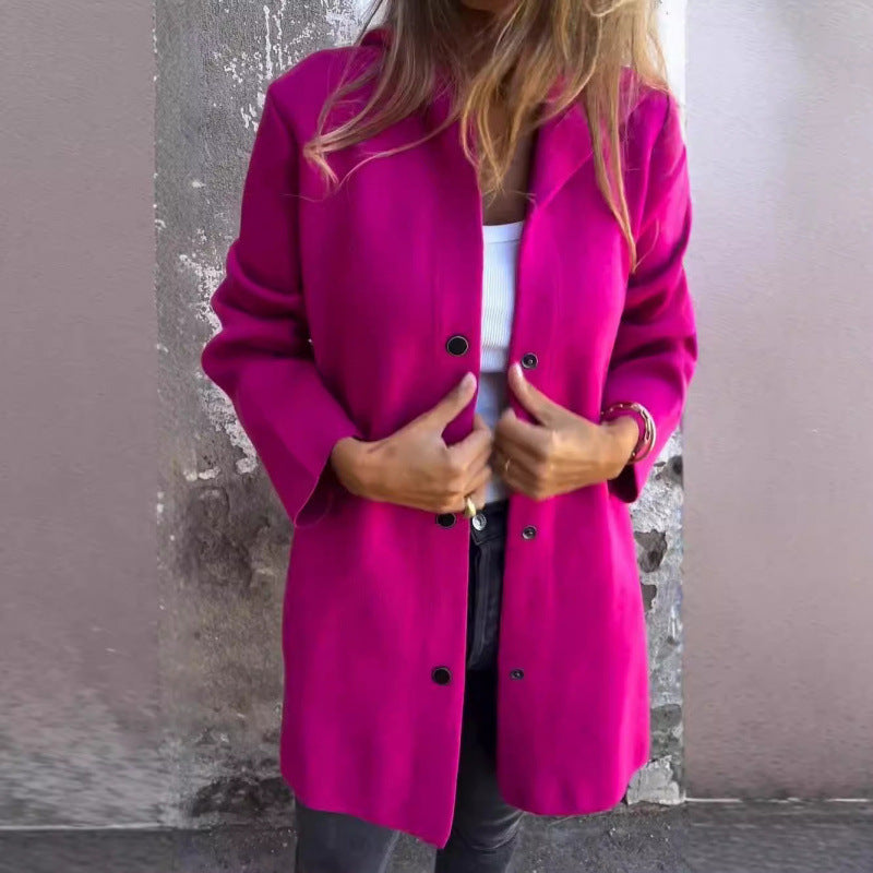 Damen Midilanger Oversize-Mantel aus Wollmix mit klarer Knopfleiste und minimalistischem Revers Nord Taschen