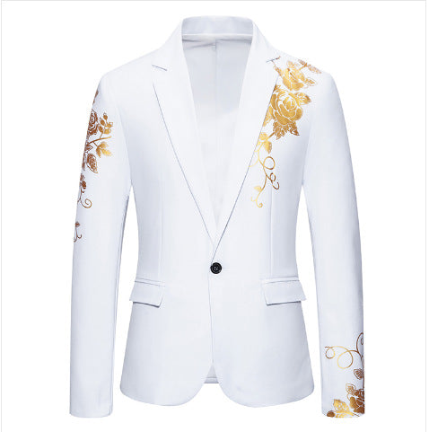 Herren eleganter taillierter Smoking-Blazer mit floraler Verzierung Nord Taschen