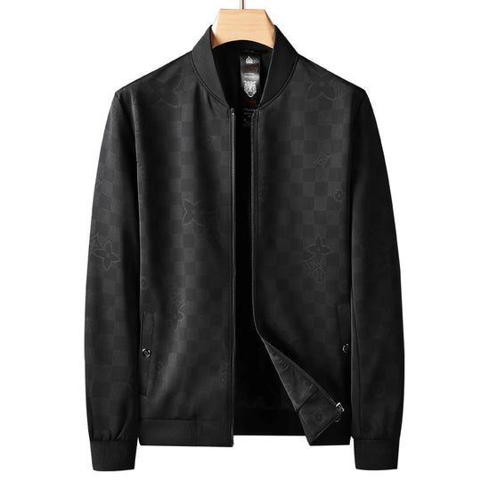 Herren Slim-Fit Jacquard-Bomberjacke mit tonalem Muster, Reißverschluss und Rippbündchen Nord Taschen