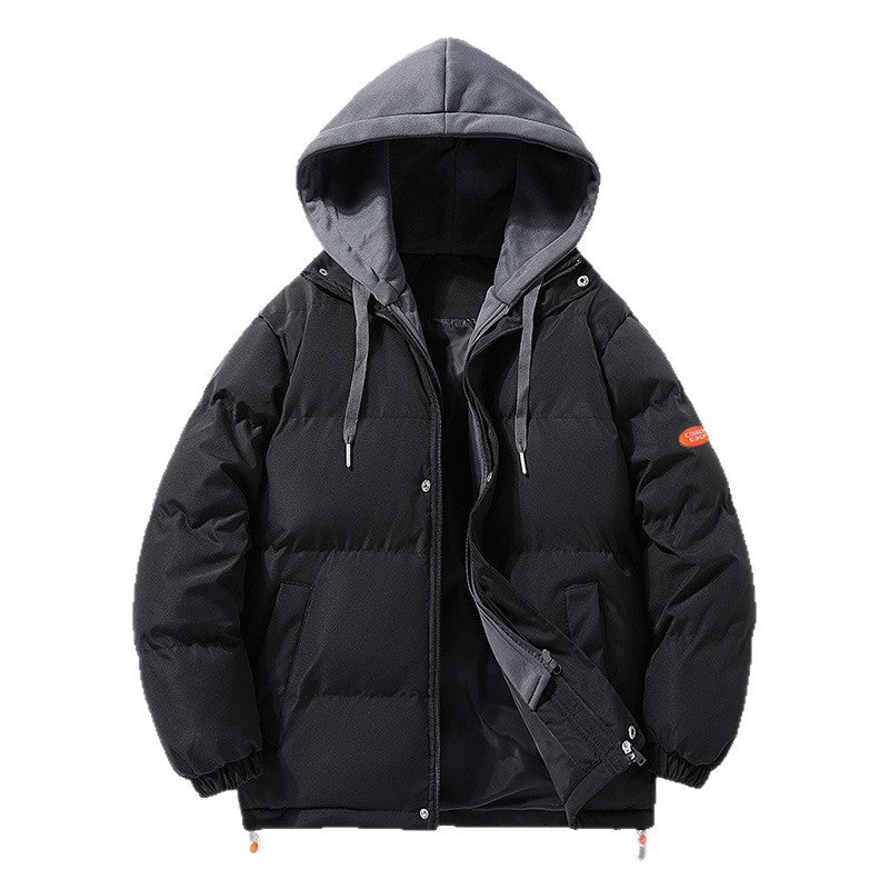 Herren Wattierte Pufferjacke mit kontrastfarbener Kapuze, winddichter Außenhülle und Kordelzug Nord Taschen