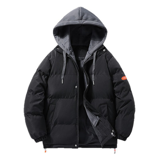 Herren Wattierte Pufferjacke mit kontrastfarbener Kapuze, winddichter Außenhülle und Kordelzug Nord Taschen