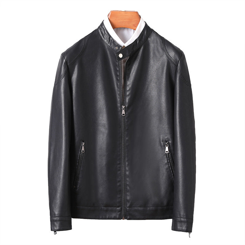 Herren Minimalistisches Kunstleder-Blouson mit Stehkragen und seitlichen Reißverschlusstaschen Nord Taschen