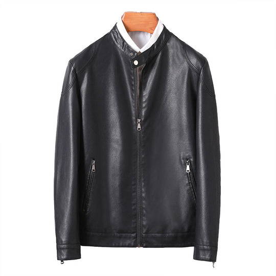 Herren Minimalistisches Kunstleder-Blouson mit Stehkragen und seitlichen Reißverschlusstaschen Nord Taschen