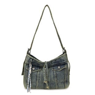 Damen lässige Denim Umhängetasche mit abnehmbarem Anhänger Nord Taschen