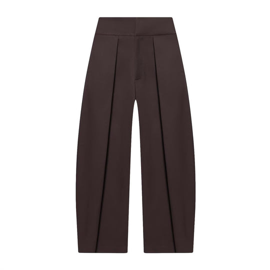 Damen Weite Plissée-Jerseyhose mit hoher Taille und Bügelfalte Nord Taschen