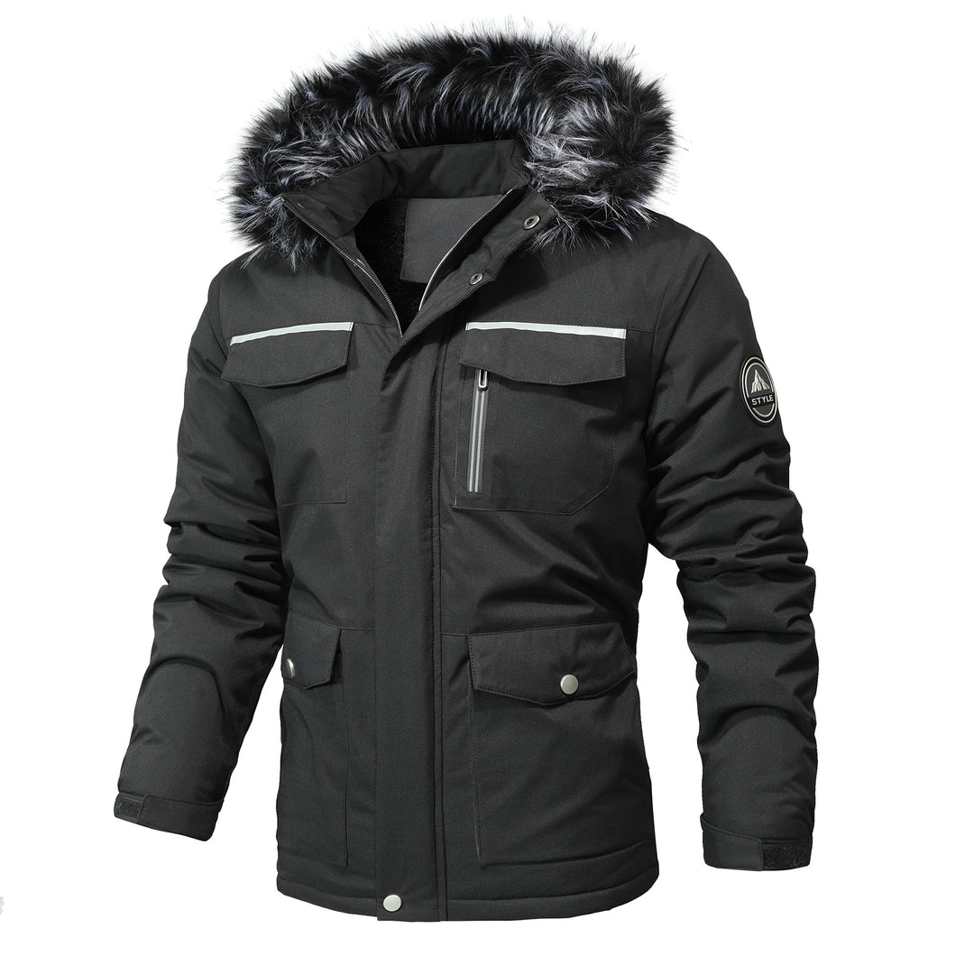 Herren Arctic-Parka mit abnehmbarer Kunstfellkapuze und verstärkten Utility-Taschen Nord Taschen