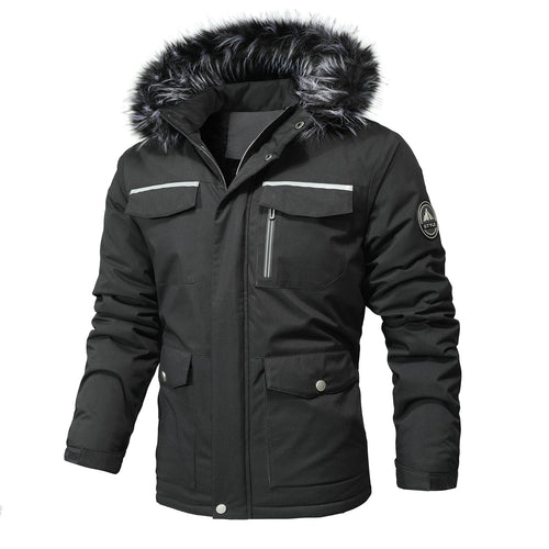 Herren Arctic-Parka mit abnehmbarer Kunstfellkapuze und verstärkten Utility-Taschen Nord Taschen