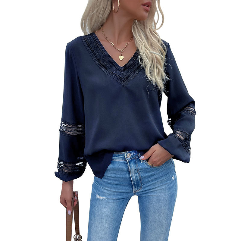 Damen Elegante Bluse mit Spitzendetails Nord Taschen