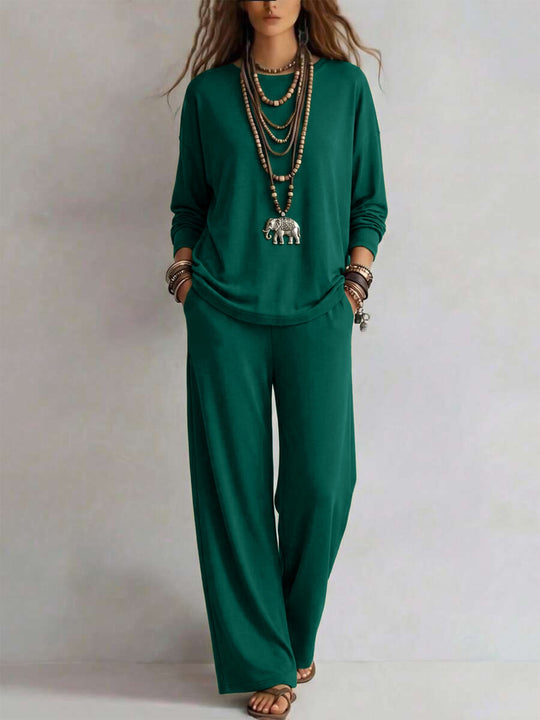 Damen Loungewear-Set mit weitem Bund und Oversize-Langarmshirt Nord Taschen