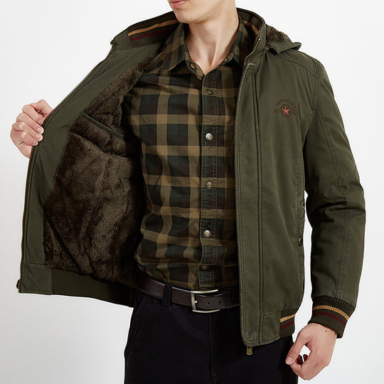 Herren Leichtgewichtige Utility-Bomberjacke mit Teddyfutter und Kapuze Nord Taschen