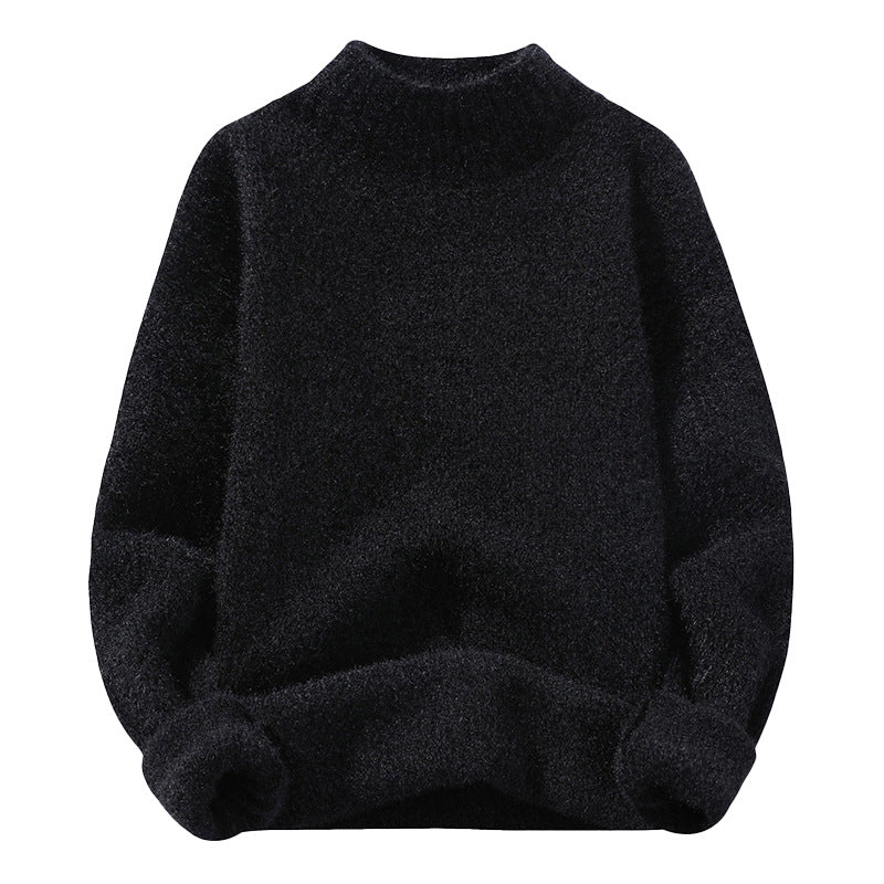 Herren Oversize-Feinstrickpullover mit hohem geripptem Kragen und melierter Struktur Nord Taschen