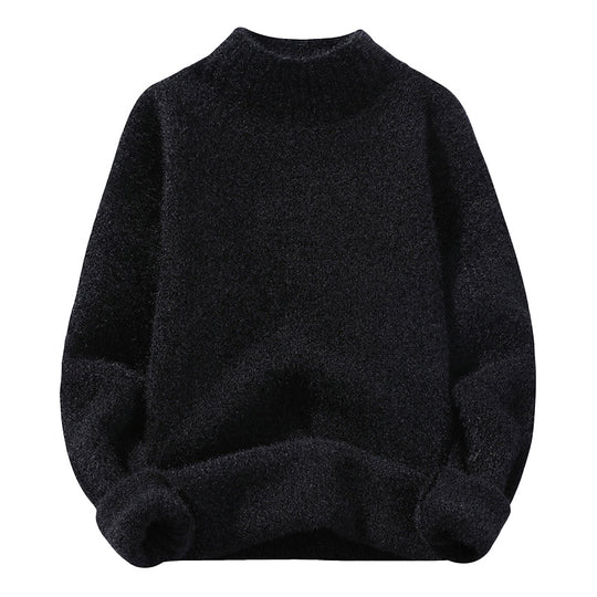Herren Oversize-Feinstrickpullover mit hohem geripptem Kragen und melierter Struktur Nord Taschen