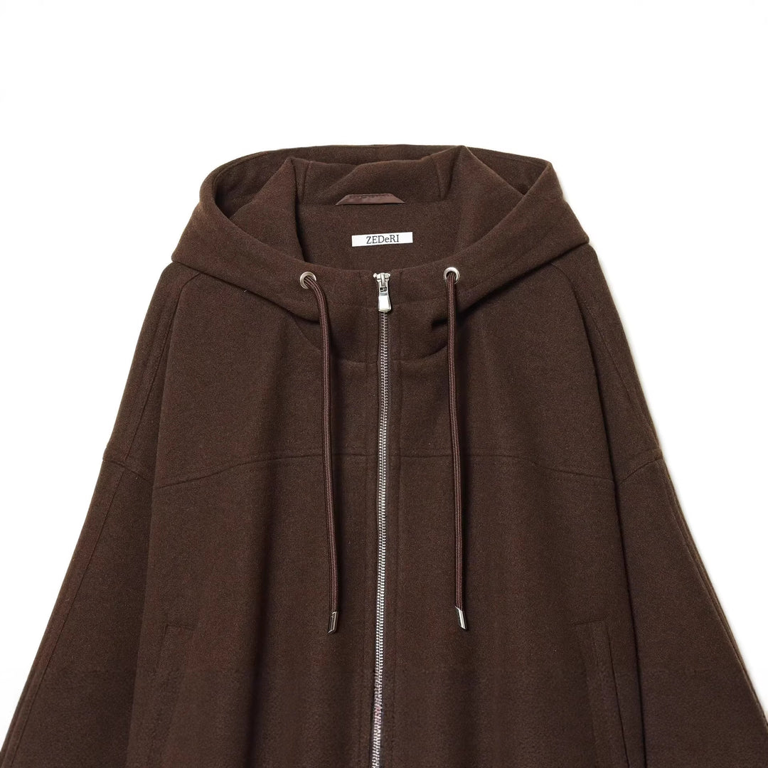 Damen Oversize‑Kapuzenjacke aus Wollmix im Boxy‑Cropped‑Schnitt Nord Taschen