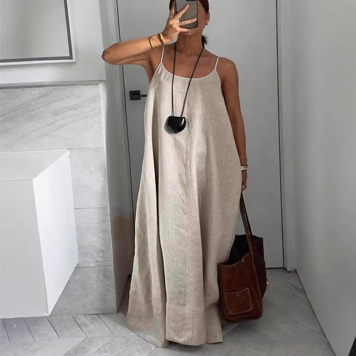 Damen luftiges Leinen-Maxikleid Nord Taschen