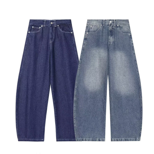 Damen Hochtaillierte Cropped-Jeans mit weitem Bein, Used‑Effekt und klassischen Taschen Nord Taschen