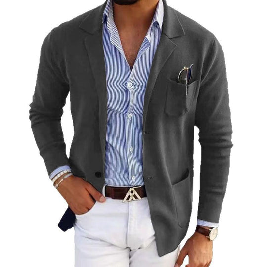 Herren sportlicher Strickblazer mit feiner Struktur und praktischen Taschen