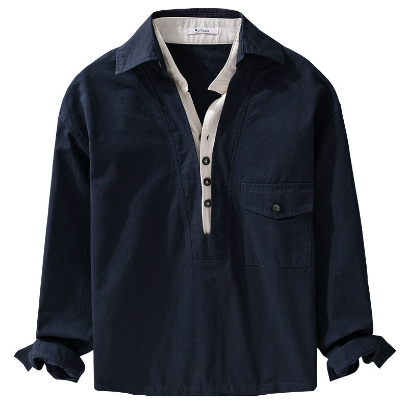 Herren Overshirt-Hemd mit halber Knopfleiste und aufgesetzter Brusttasche Nord Taschen