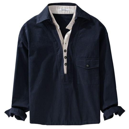 Herren Overshirt-Hemd mit halber Knopfleiste und aufgesetzter Brusttasche Nord Taschen